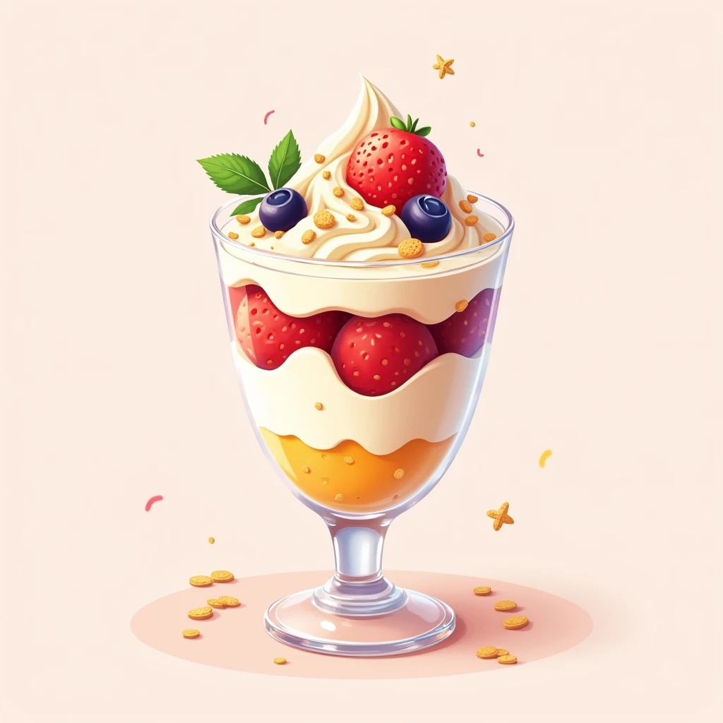 Fruit Parfait、Illustration、cute、２ｄ、 digital art