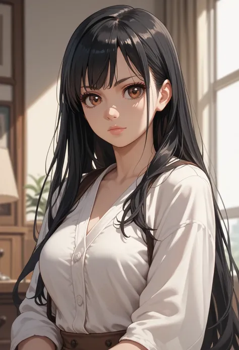 EBYuri
1girl, solo, long hair, black hair, brown eyes, 