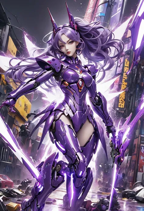 whole body、Villain、purple evil android girl、Light clothing、 light armor、Stiletto heels、 rape、destruction、defeat、Mechabare、 shiner、Destroyed、Iron Scrap Dock 、scrap、 High Quality 、masterpiece