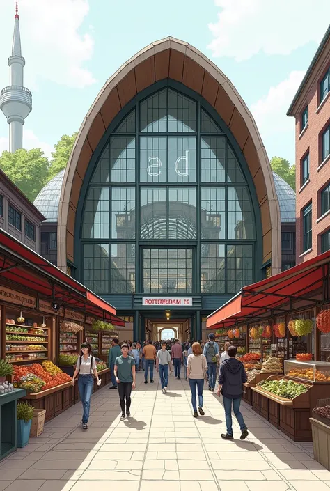 Can you draw a drawing version of the Rotterdam Market Hall