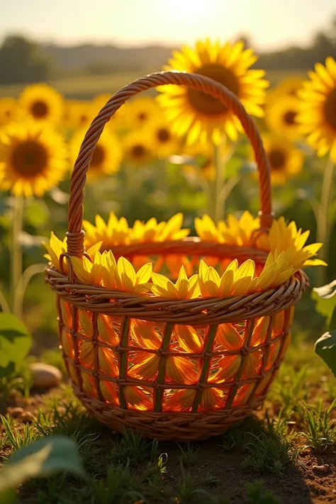 Basket made of sunflower