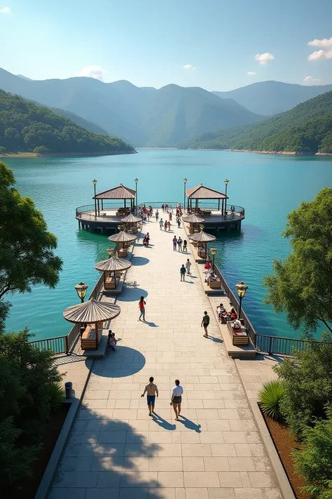 Touristic pier in the Guajaro Reservoir in Repelón Atlántico Colombia that includes urban rest areas 