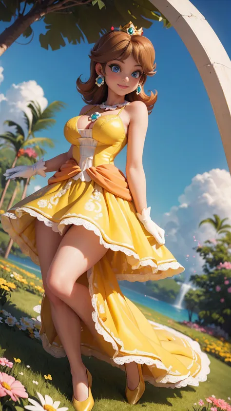 ((masterpiece,best quality,ultra-delicate,perfect face,detailed eyes,16k,high resolution,very beautiful girl)), princess daisy, ...