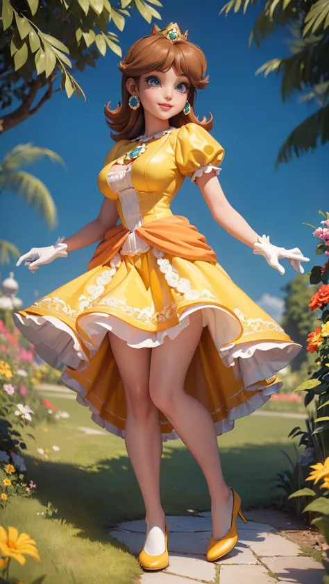 ((masterpiece,best quality,ultra-delicate,perfect face,detailed eyes,16k,high resolution,very beautiful girl)), princess daisy, ...