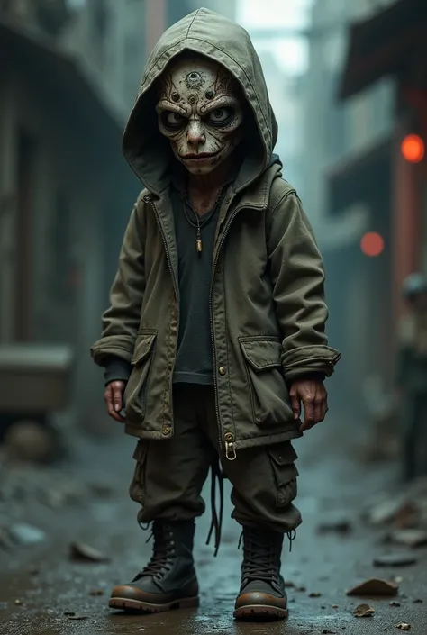  year old zombie　young　Dunda dan mask　Wizard Hooded Jacket　 combat boots 