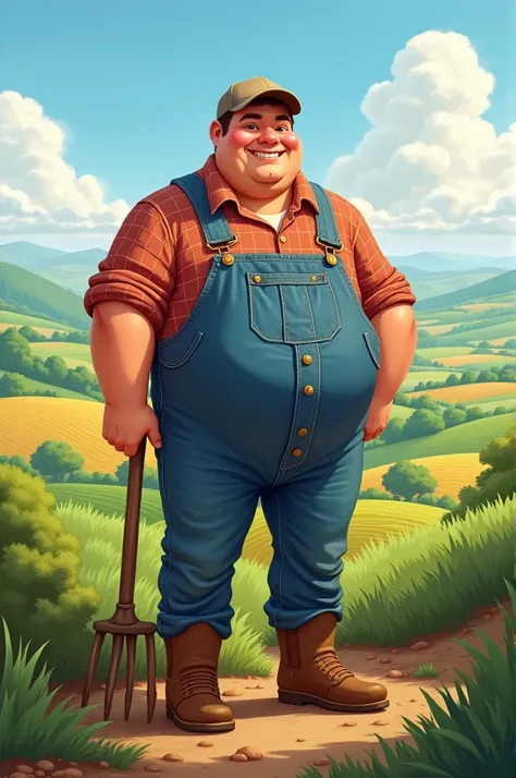 Draw me a picture , The chubby boy is a farmer.