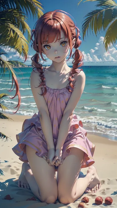 ((top quality, ultra-detailed, high resolution, extremely detailed CG, unity 8k wallpaper, by famous artist, perfect anatomy, super detailed skin, cinematic lighting, UHD, retina, anatomically correct, 1080P)), (Please draw a single one girl in the beach:1...