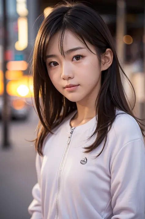 ((masterpiece)), ((photo realistic)), ((highest quality)),shiny eyes, Fair skin, puffy face, broad jawline,big beady eyes, well-proportioned Japanese girl, 15years old, (no make-up:1.2) , glowing silver light brown hair, (messy hair) , (tearful face, shy s...