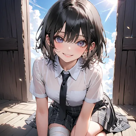 ((32K)), (( best quality)), (( Ultra Hi-Res )), (( high definition )), ((超 high definition )), (( very detailed CG)), ((unity 32K wallpaper)), ((masterpiece)), (( best quality)),( 1 girl), beautiful skin 、smile、 beautiful black hair、Short black hair、 beaut...