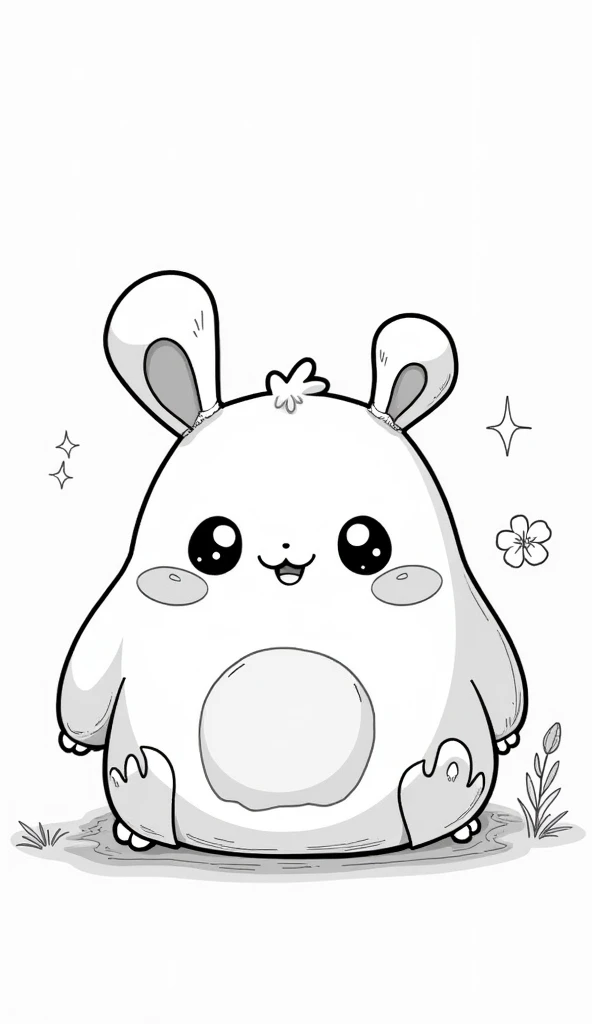 Coloring page for a cute kawaii creature (easy to draw)