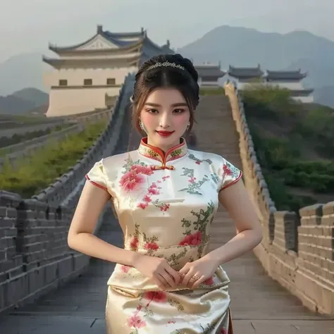  Arafat woman in dress standing on the wall with mountains behind,  traditional Chinese  clothing, Chinese style, Chinese dress, Chinese women,  traditional Chinese ,  same-shirt dress , Chinese girl, พร้อมChinese dressโบราณ, Chinese dress, Chinese Princes...