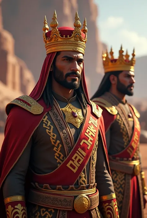 The Great Kalawi Empire is a tribe in Free Fire and its base is Tanfali. He is brown and has a red crown on his head and its prince Laith Saeed wears a yellow crown, occupying Al-Beik while browsing and write each characters name in the suit followed by