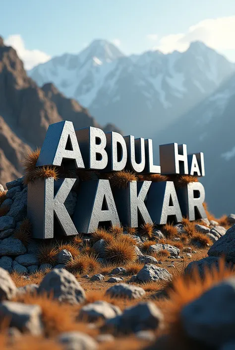 Make one photo of my name.
My name is Abdul Hai Kakar. The text style should be 8d. 
There should be in the Afghanistan . 
Text should be modern. 
Text should be in the land.