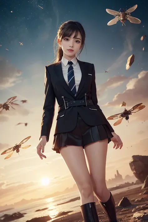 cute 、 detailed face 、、Thin legs、( debris flies,  best quality:1.2), 8k,  Official Art, Chest、cute、 is wearing a suit、 Planet,  harness popular at Face Siize , 太陽系外Planet,  Official Art, mar Planet,  Sakimi-chan,  five fingers photo &#39;Main unit,  lesbia...