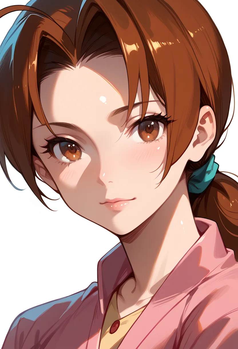 (delia ketchum, mature body,brown hair, brown eyes , shiny skin)