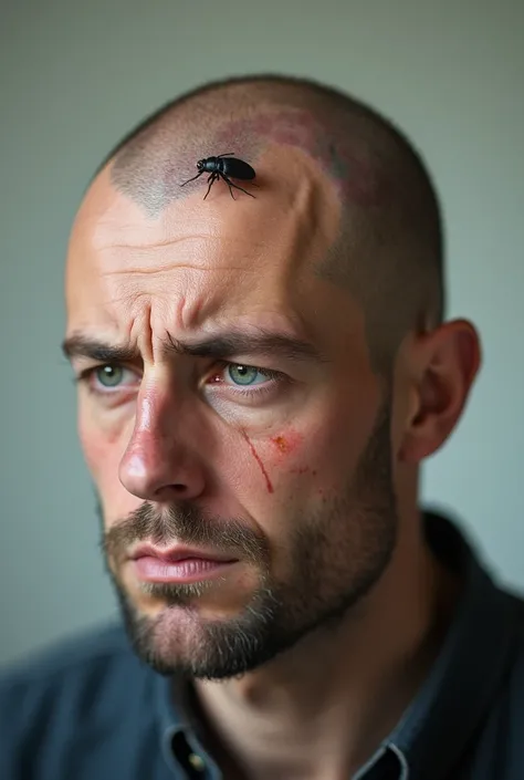 Photo of the man with a flea in his head 