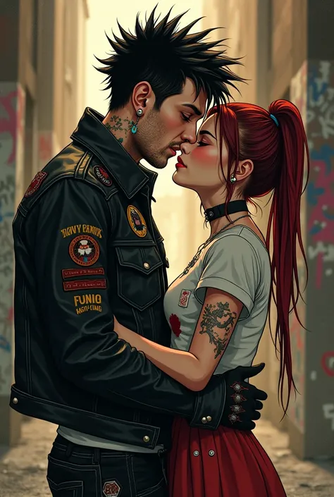 A punk guy dating a cute girl