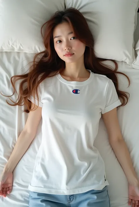 Japanese women casual t-shirts

Ｘ shape with both hands and feet wide open、Champion t-shirt with both hands and feet wide open, Japanese woman, brown hair, long hair, Woman sleeping on her back on a bed with restrained hands男性とイチャイチャ