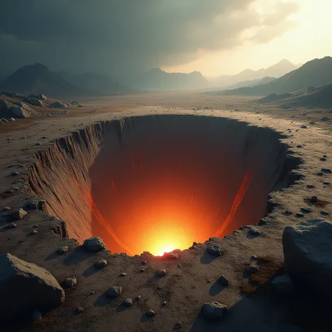 A hole has been created by a meteor falling in one place light photo