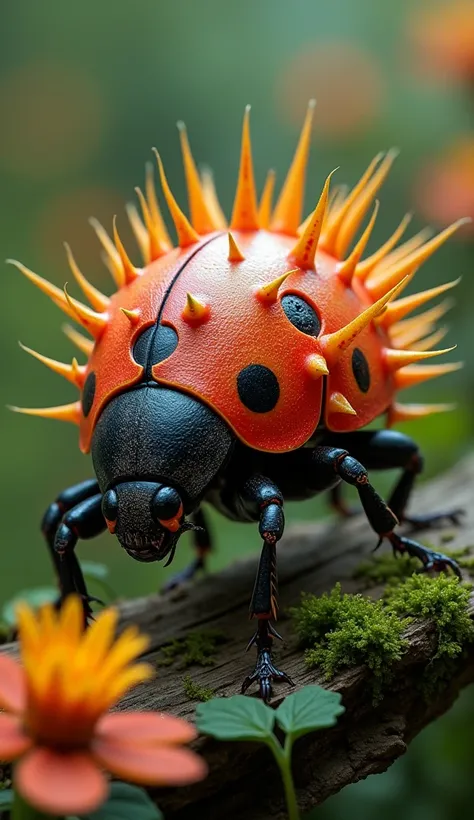 Ladyspike: Ladybug + Porcupine Beetle – A brightly colored insect with protective spines for defense.