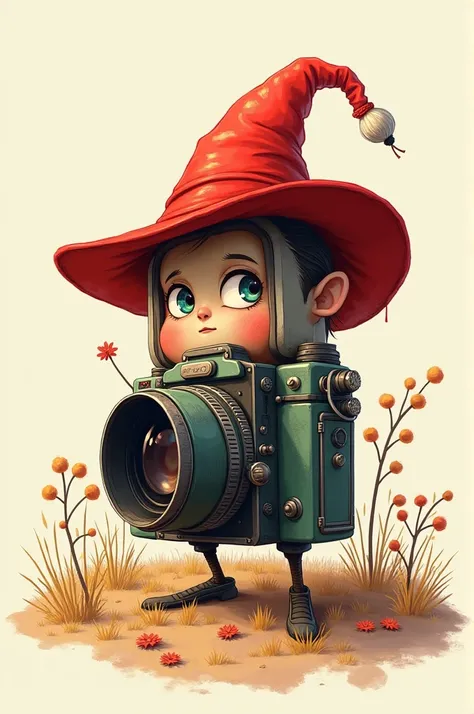 Camera and red hat drawing