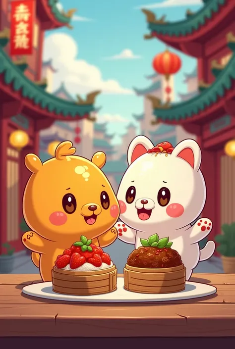 Dimsum mentai & dimsum bolognese cartoon 