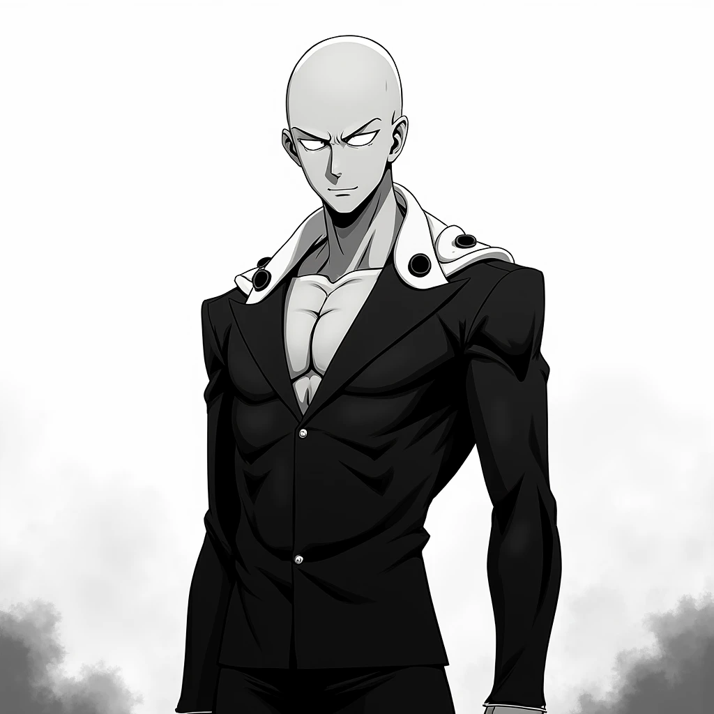 Sautama drawings of One Punch Man in black and white