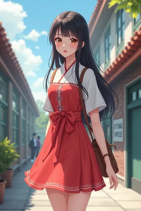  and a very short Korean-like dress. (A high school girl wearing a skirt length of less than 20 cm )