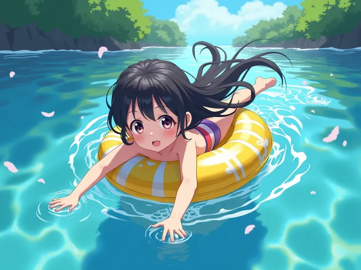 Anime girl swimming with floaty 