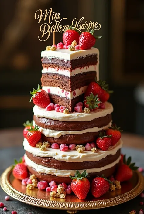 Elegant 18-slice nutella and strawberry cake with Miss Belleza Lorraine writing