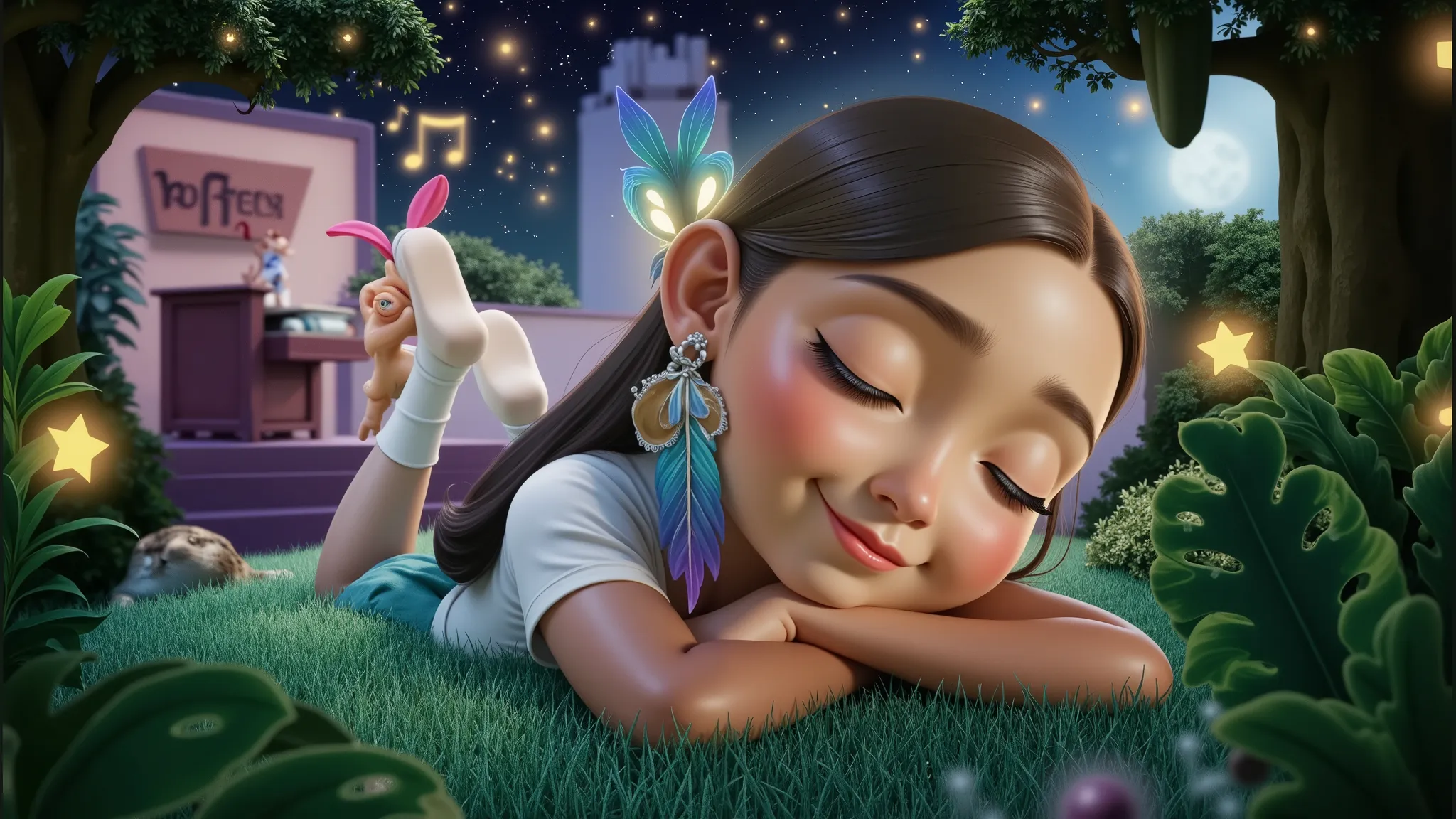 inspired by the poster of a high quality and high resolution 3d disney movie, set the image of a girl, 12yo, , 12 anos, age: 12y...