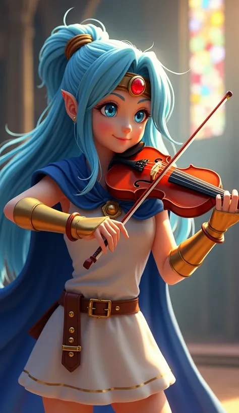 prompt:
  quality: "(Highest quality, 4K, 8K, high resolution, ultra-detailed:1.2), (realistic, photorealistic, fantasy:1.37)"
  description: "A cute female Sage from Dragon Quest 3 playing the violin"
  style: "Fantasy RPG aesthetic, ultra-detailed, majes...