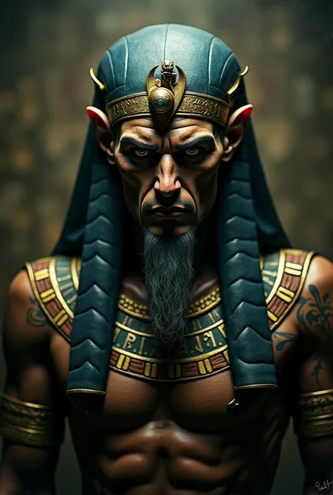 a portrait of an angry, egypt god, intricate outfit, epic realistic, kit, aesthetic, cinematic, insane details, hyperdetailed, dimmed colors, muted colors, film grainy, slate, lut, spooky, vignette, tomb inside, mugshot, art by rutkowski,