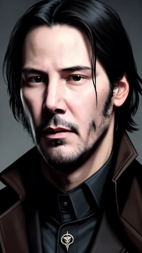 A portrait of Keanu Reeves in the style of Dishonored portrait style





