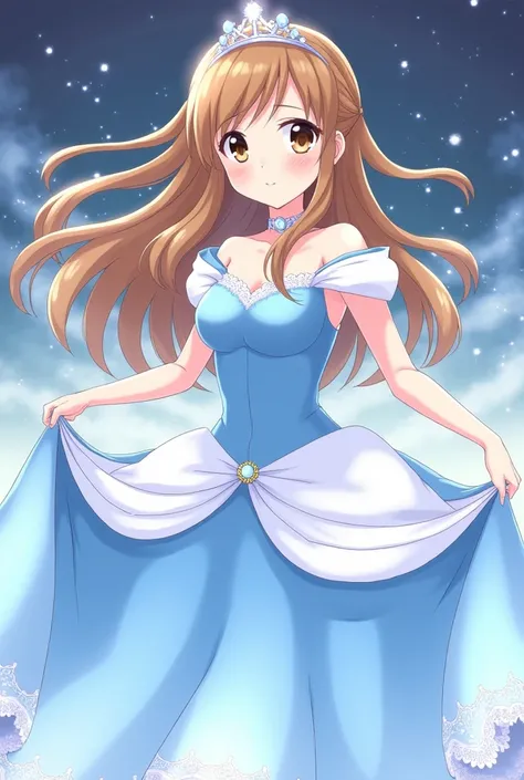 Make Love Live character Hanayo Koizumi dressed as Disney personality Cinderella