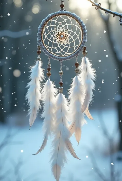 Dream catcher snow feathers