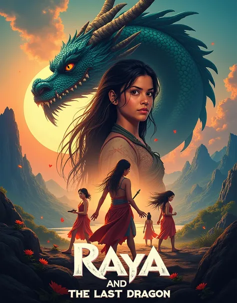 Make Me a Raya and the Last Dragon Movie Poster (2021)  movie poster that clearly encloses the movie name and makes it super beautiful and attractive to viewers