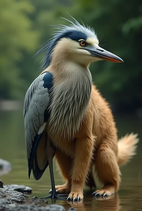 Heron head with dog body
