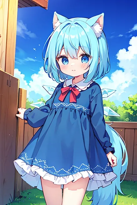  Cirno wears a costume suit showing only a thoroughbred face　Horse ears 、 horse tail are attached to the costume 