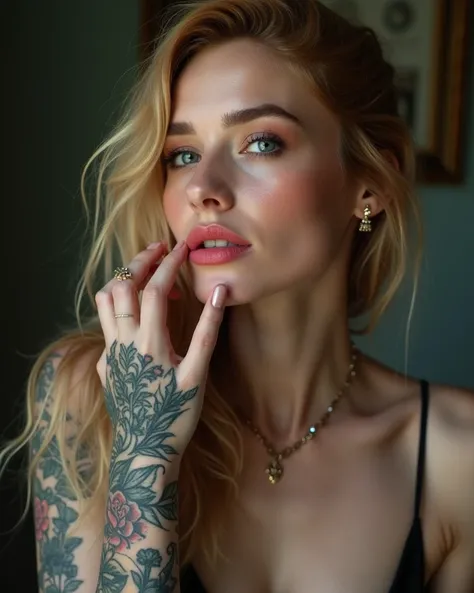  Beautiful young woman being drowned by a mans tattooed venous hand,She has long blonde hair , heavenly eyes ,white tea, full pink lips with gloss , beautiful and perfect face , beautiful and perfect fine features , the most beautiful female face in the wo...