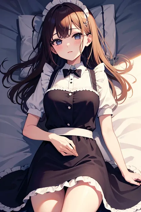 High image quality、 high definition 、 maid clothes、Lying on your back