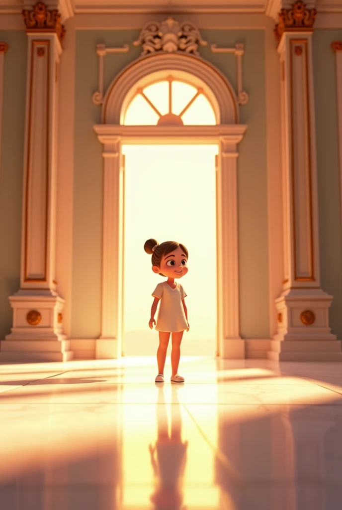 The room now sparkling clean, with polished floors reflecting light, giving the illusion of a grand and spacious palace, as the person admires their work with a smile.
Generate in cinematic 3d cartoon style