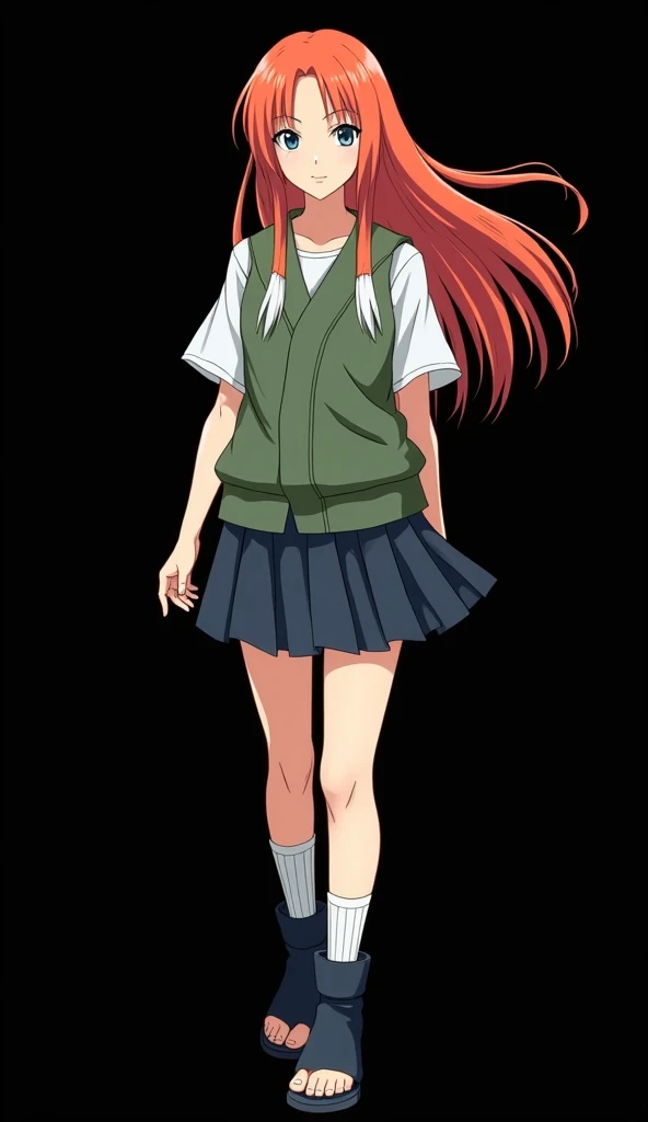 A beautiful standing, full-bodied girl named Mai Yamamoto ( FOURTEEN YEARS ).  Designed by manga artist Masashi Kishimoto, creator of the anime  "Naruto Shippuden" Exactly like in the anime .  straight fire-colored hair with two white locks highlighted on ...