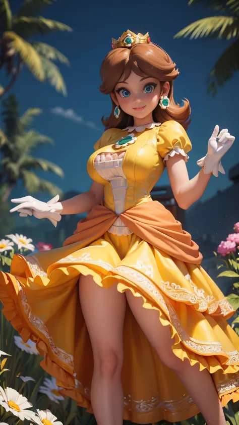 ((masterpiece,best quality,ultra-delicate,perfect face,detailed eyes,16k,high resolution,very beautiful girl)), princess daisy, ...