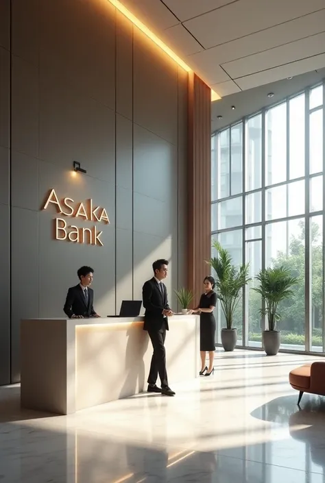 ASAKA bank reception, the presence of the bank logo and its name, Friday