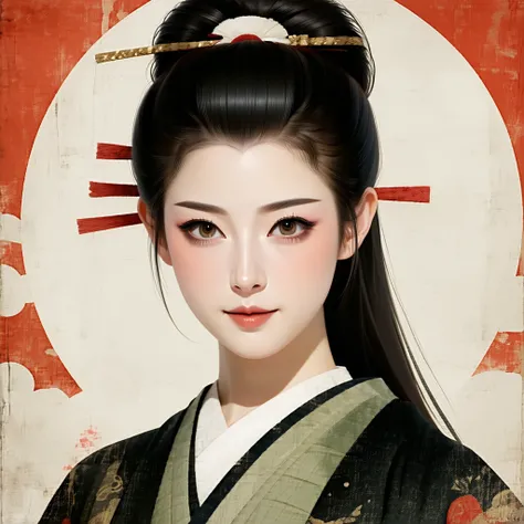 
A head-and-shoulders portrait of a Yamato Japanese woman with a perfectly symmetrical face and ideal facial proportions.