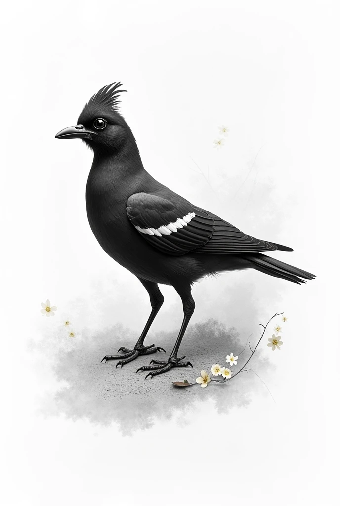 Black and white art of a very beautiful bird with details 