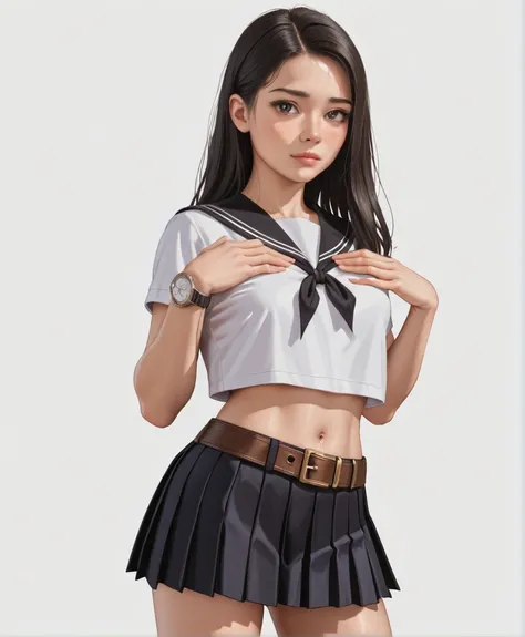 Resolution Image,  best quality , (A beautiful Korean girl is standing in a １Please describe a person ), ( sad face:0.5),(Drunk:1.1),Real Skin,skinny body, small breasts,  shiny black hair , super detailed round eyes,(( staring at the viewer :1.0)),((White...