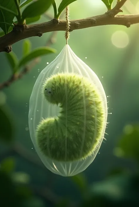 Caterpillar inside the cocoon 
