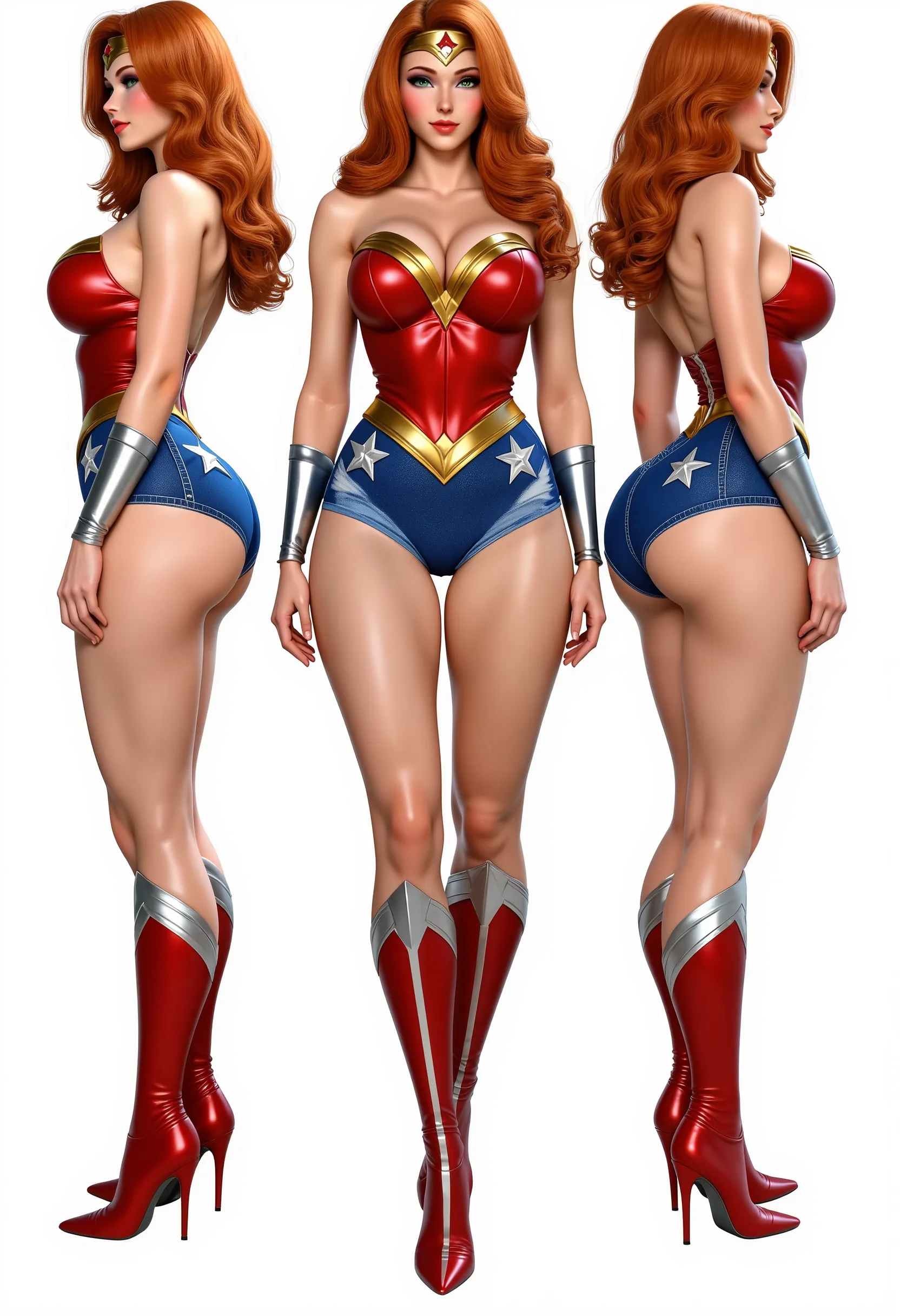 (masterpiece, best quality:1.2), 1girl, solo sexy amouranth as a sexy wonder woman , 8k, hd, masterpiece, white background, full...